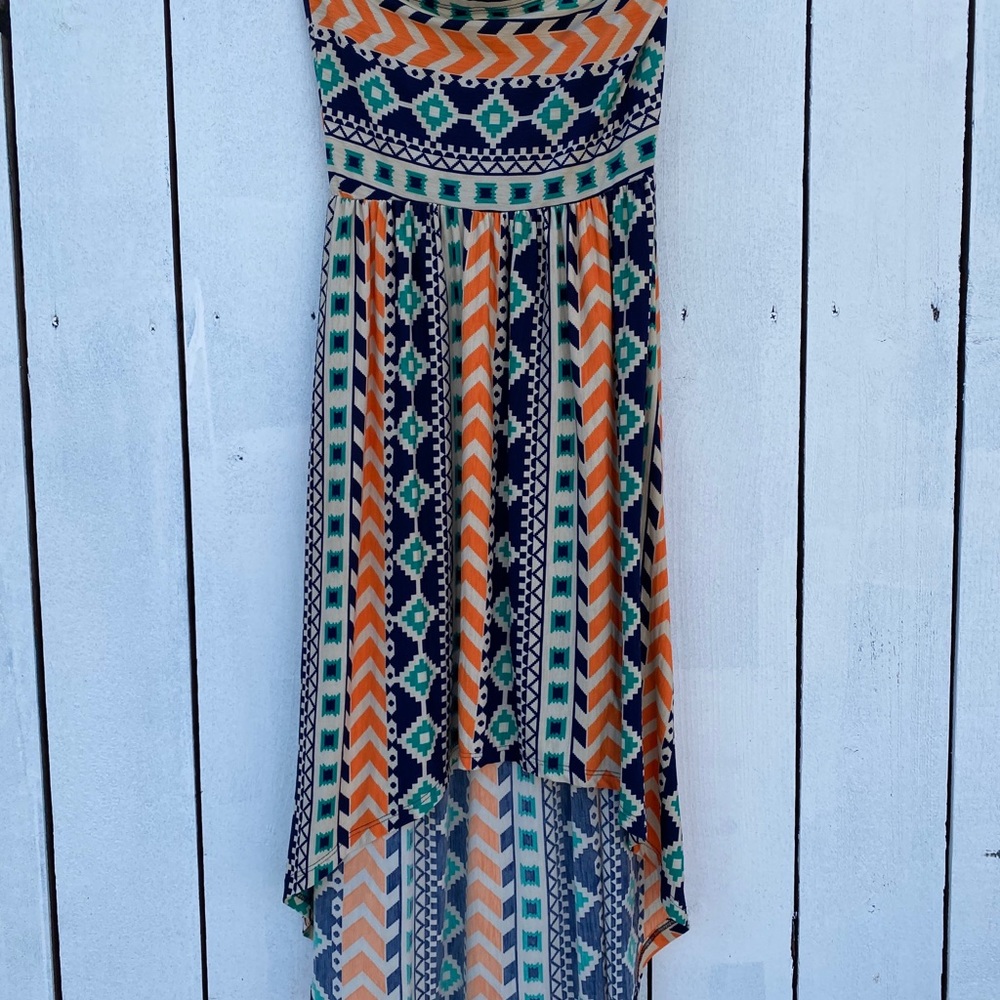 Boho strapless high low dress